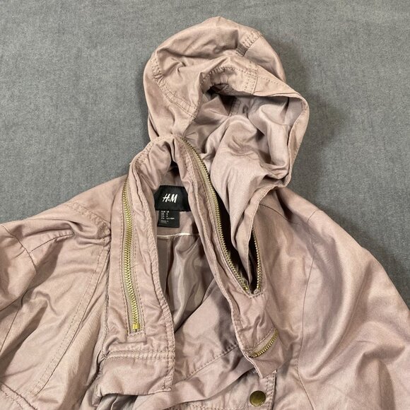 H&M Womens Taupe Belted Jacket With Gold Accent Buttons Size 8 Medium - Picture 12 of 13